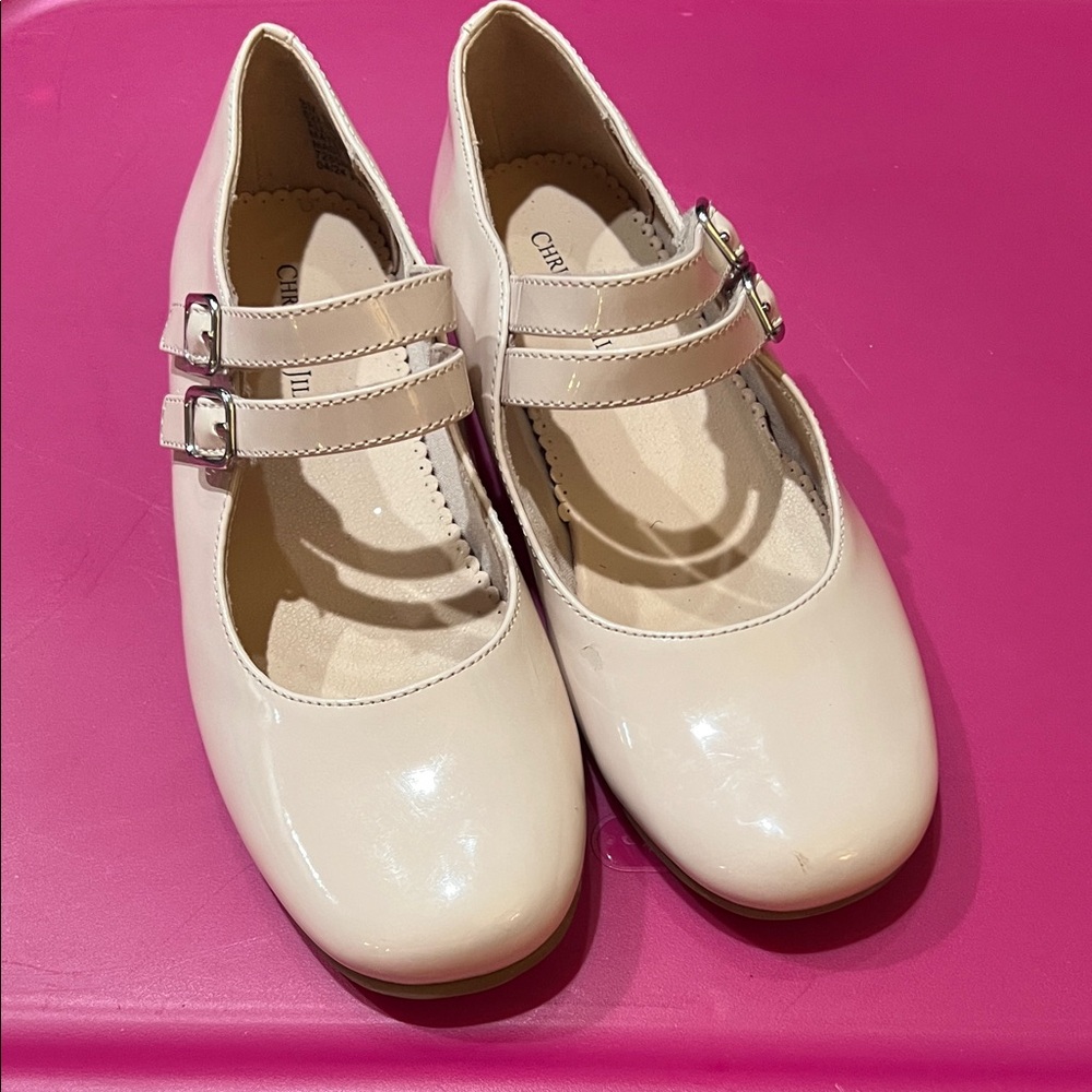 Chic Cream Double Strap Kids Dress Shoes
